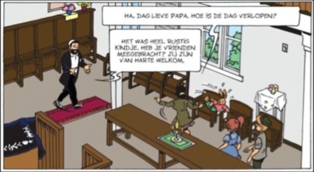 In zijn strip 'Rebecca R" baseerde Marc Verhaeghen zich op mijn foto van de binnenkant van de synagoge